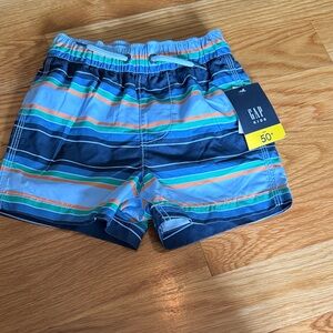 GAP Kids Navy and Light Blue Striped Swim Shorts